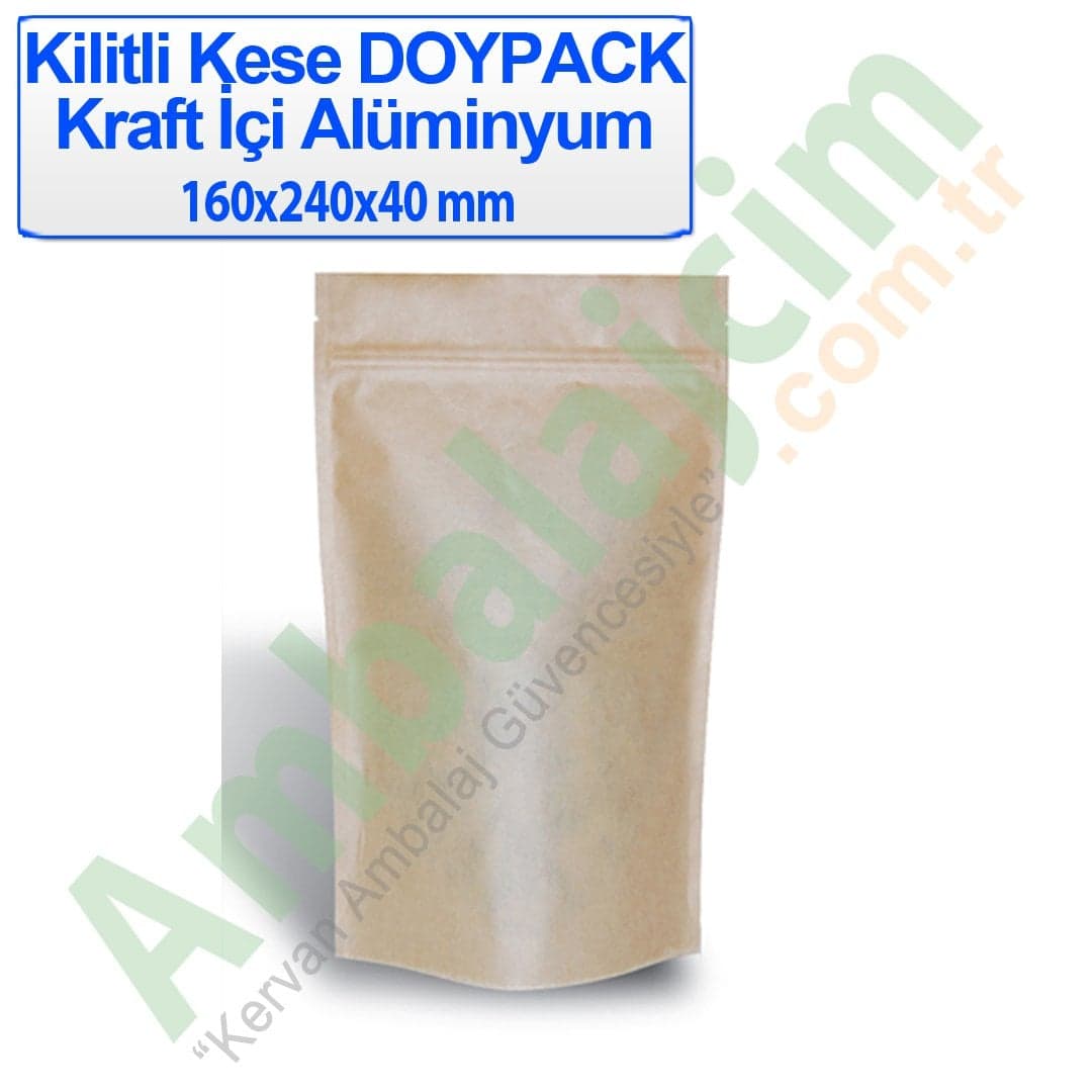Kilitli Doypack Kraft Alüminyum 15x24x4 Cm 100 ADETLİ PAKET