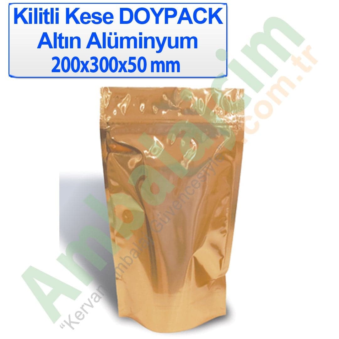 Kilitli Doypack Gold Alüminyum 20x30x5 Cm 100 ADETLİ PAKET