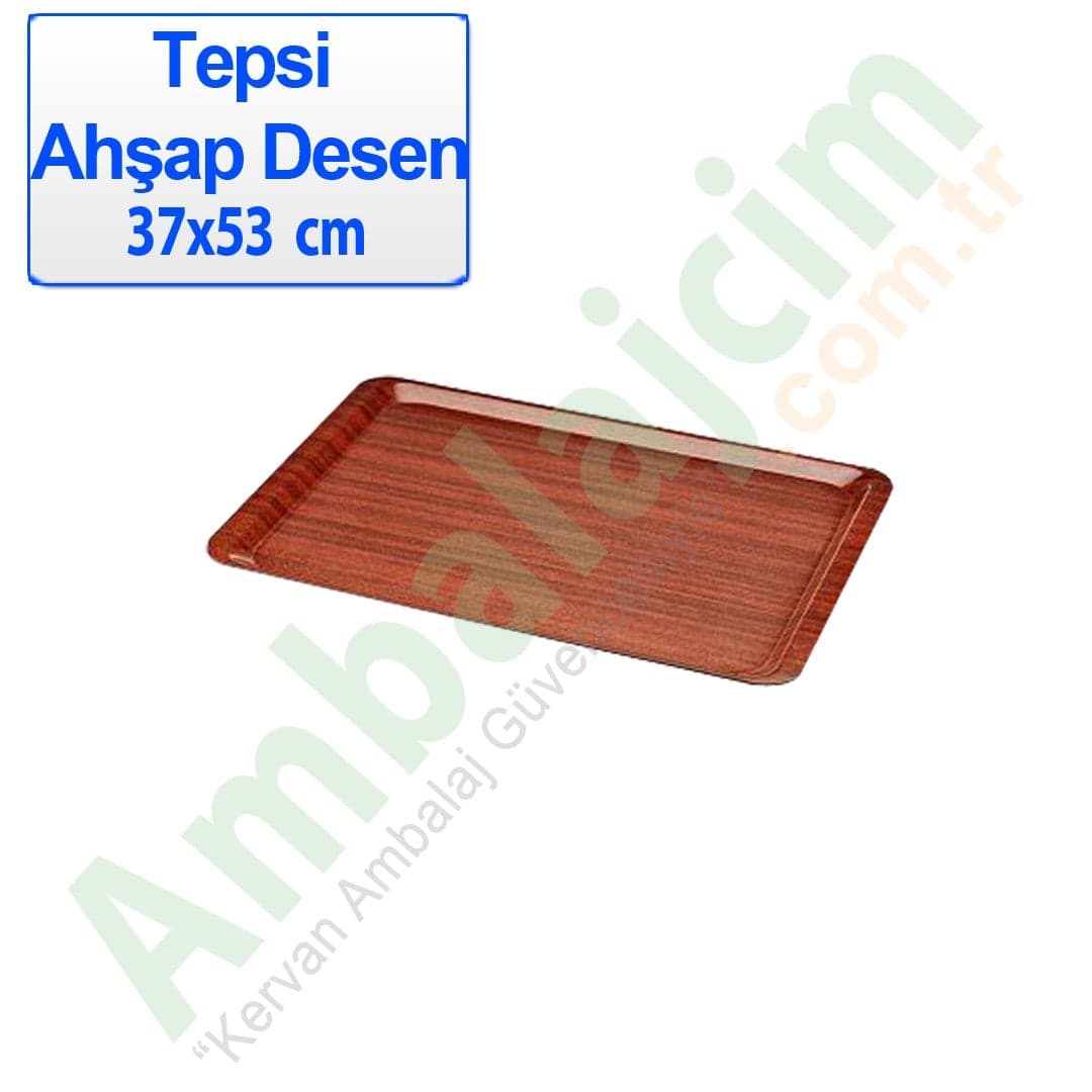 Tepsi Fastfood Plastik 36x46 Cm Ahşap Desenli Kaymaz 1 adet